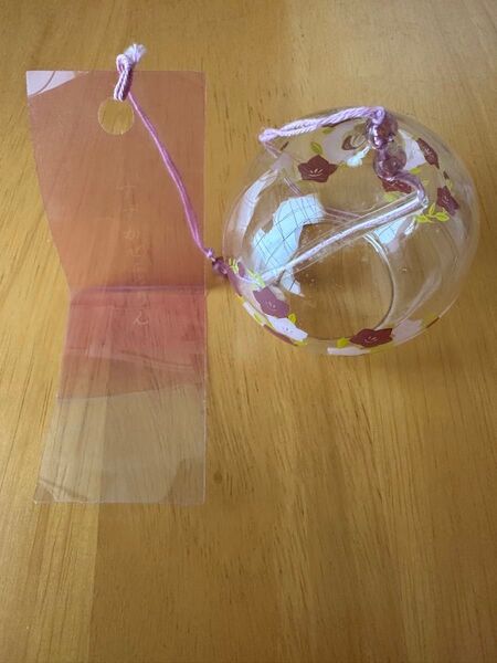 風鈴 ガラス ピンク 花柄 インテリア