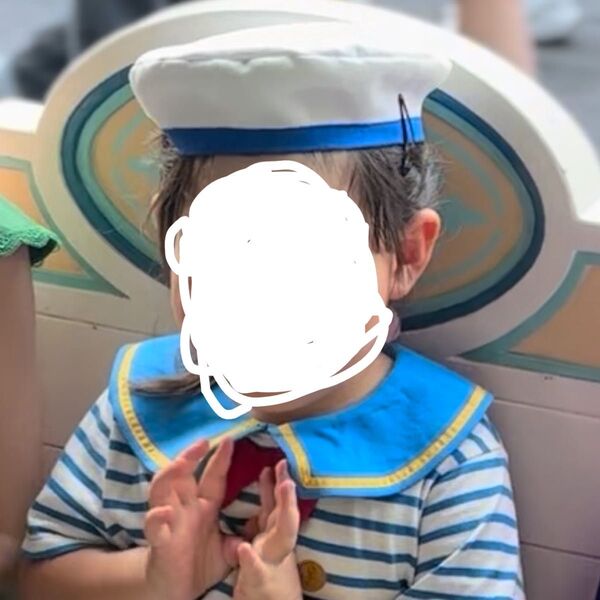 ドナルドダッグ風ベレー帽 白 青 子供用 50cm 仮装 コスプレ Dハロ