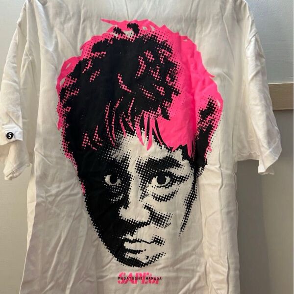 【希少!】SAPEur×浜田雅功 コラボ Tシャツ/白×蛍光ピンク/XL/ダウンタウン浜ちゃん/紐引き限定