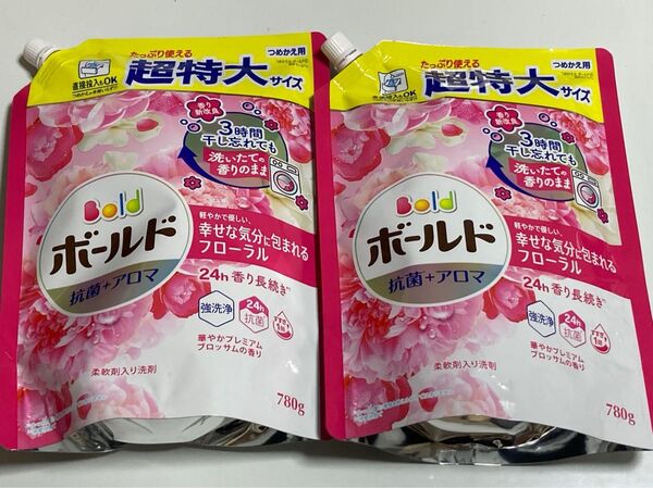 P&G ボールド 華やかプレミアムブロッサムの香り 超特大サイズ つめかえ用 780g ×2袋 柔軟剤入り洗剤