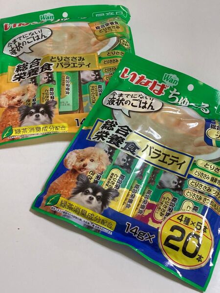 国産品いなば Wanちゅ〜る総合栄養食 とりささみバラエティ、バラエティ20本入り 計2袋 wanちゅーる