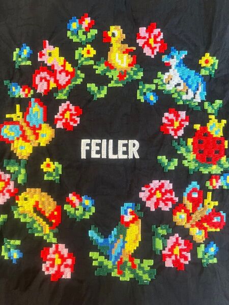 ⑥花・アヒル柄 刺繍 トートバッグ ボールアンドチェーン フェイラー ハイジ お好きな方 エコバッグ 黒