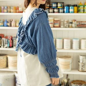 niko and ニコアンド フリル ボレロ ブラウス FRILL BOLERO BLOUSE カーディガン ブルー デニム 紺