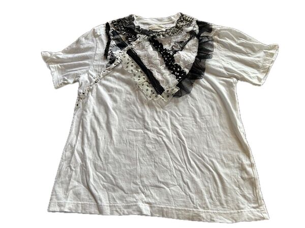 BEAMSBOYビームスボーイ フリルレース半袖Tシャツ カットソー トップス 白