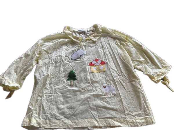 Ne-net ネネット ブラウス コットン チュニック シャツカットソー トップス チュニック 刺繍ワッペン