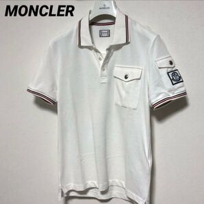 モンクレール ガムブルー MONCLER ホワイト ポロシャツ トリコロール