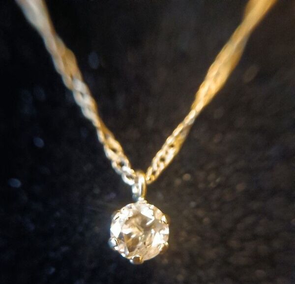 K10 10金 ゴールド 一粒 ダイヤモンド ネックレス 0.1ct 0.4g スクリューチェーン レディース 女性用
