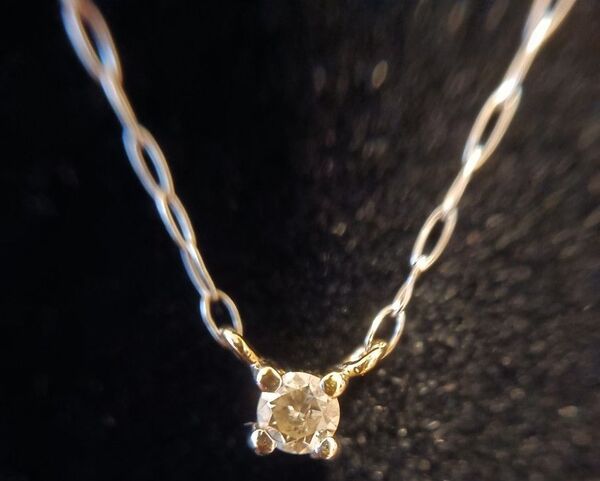 美品 K18 18金 WG 一粒 ダイヤモンド ネックレス 0.05ct 0.6g レディース 女性用