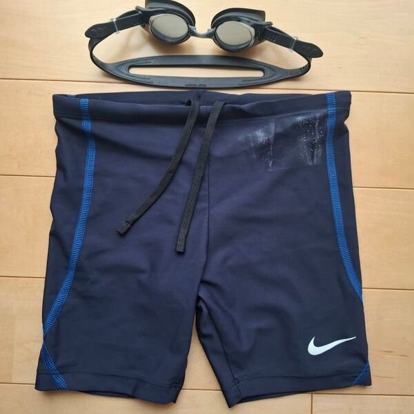 NIKE ナイキ 水着 男の子キッズ140cm ネイビー スイムウェア ゴーグルセット