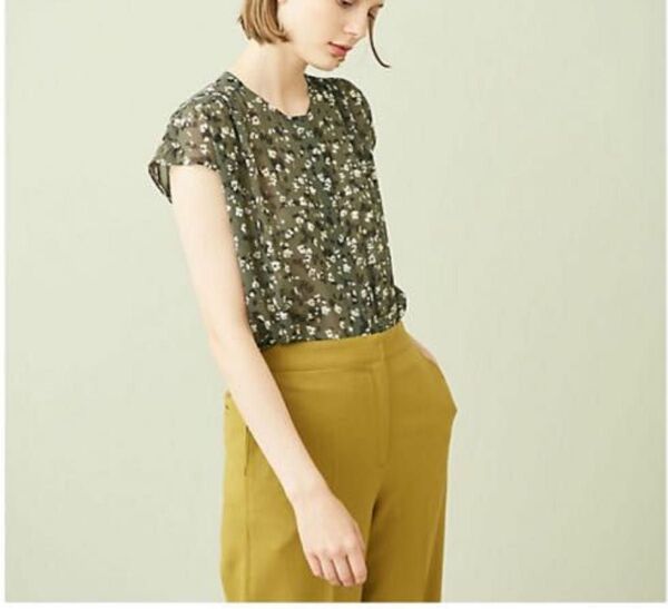 【美品】ボールジィ ノースリーブ シアー 花柄ブラウス 日本製 36