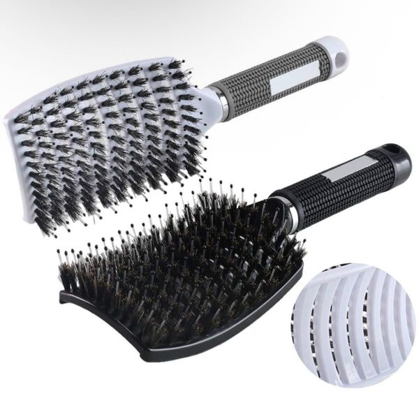 ヘアブラシ くし 巻き髪 頭皮マッサージ スリットデザイン ブラック コーム