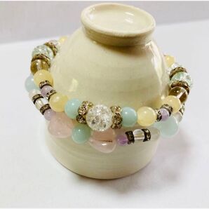 天然石とクラック水晶のブレスレット
