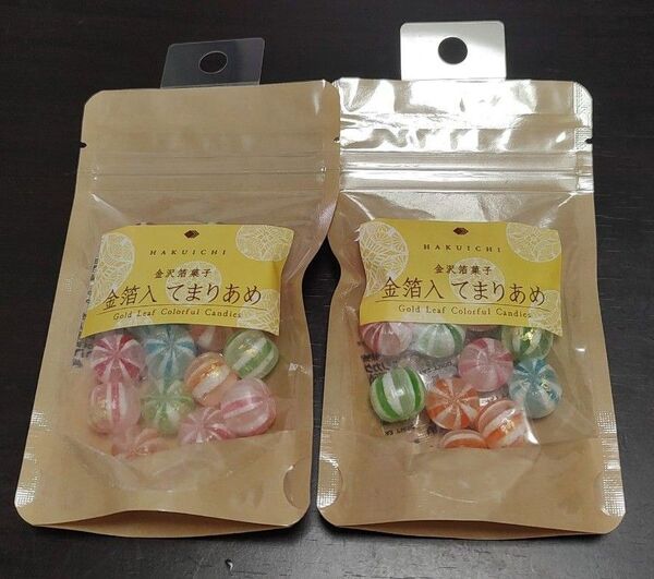 箔一 金沢箔菓子 金箔入り てまりあめ 45g 2袋セット
