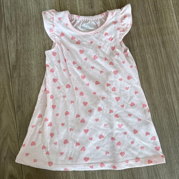ワンピース ピンク 半袖ワンピース キッズ チュニック Tシャツ カットソー 女の子 フリルワンピース 女の子 子供服ハート柄