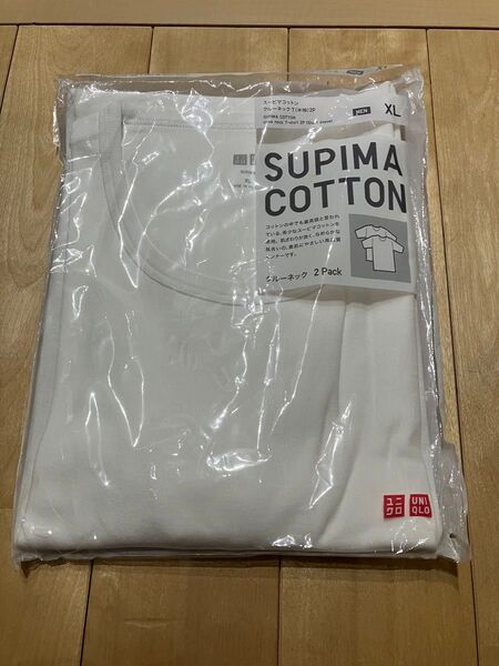 UNIQLO ユニクロ スーピマコットン フライス クルーネックT 半袖 2枚組の1枚 白 XL 未使用