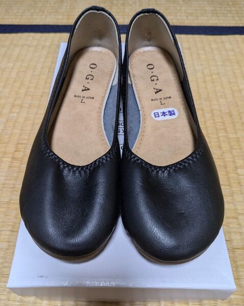 O.G.A 約24.0㎝ パンプス 黒 L 送料無料 フラットシューズ スリッポン バレエシューズ ブラック オージーエー OGA