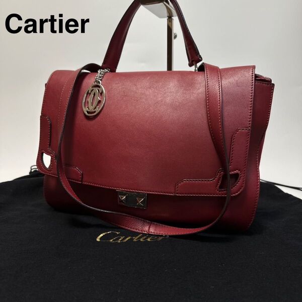 q34【極美品】保存袋付 カルティエ マルチェロ マストレザー2wayショルダーバッグ ハンドバッグ Cartier