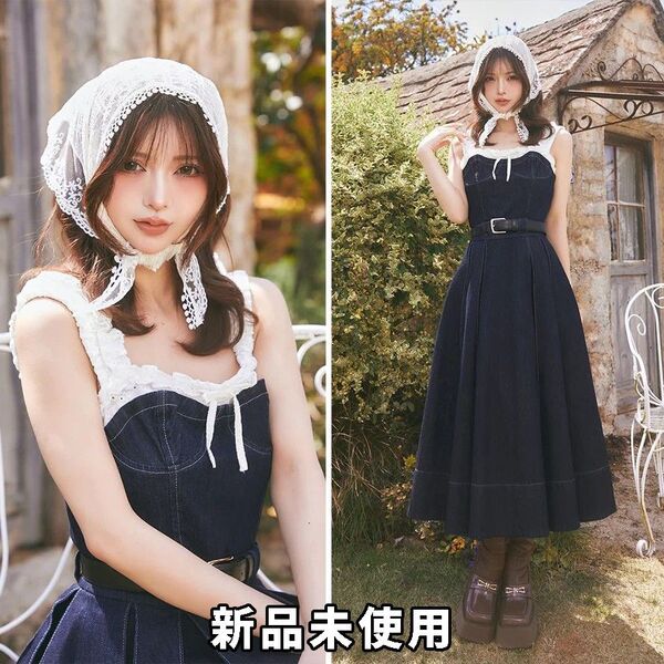 ダーリッチ darich ドッキングデニムミディワンピース IND FREE