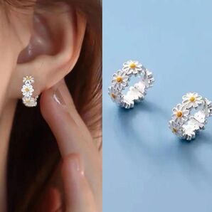 シルバー925 フラワーリングピアス レディース 可愛い 花