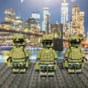 【レゴブロック互換品】ミニフィグ兵士グリーン3体セット