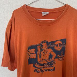 Hard Rock CAFE Hollywood Tシャツ オレンジ XL