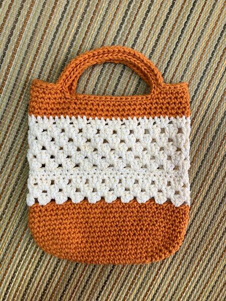 ハンドメイド トートバッグ 手編み 編み物 コットン毛糸
