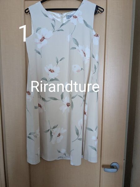 【Rirandture】花柄ノースリーブワンピースチュニック サイズ1 ライトベージュ