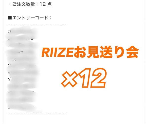 RIIZE ODYSSEY 全員お見送り会 エントリーコード 12口分 シリアルコード ライズ