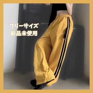 【おしゃれパンツ】イエロージャージ パンツ トラック 韓国 サイドライン