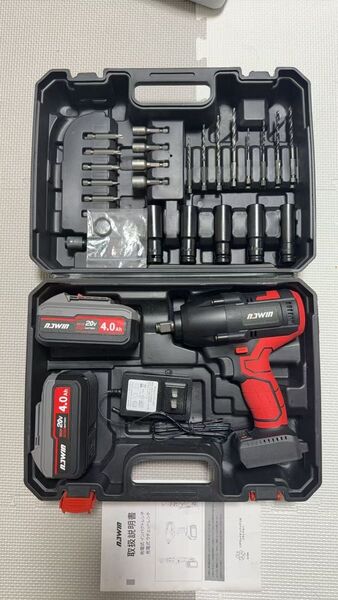 20V充電式インパクトレンチ コードレス 4.0ah蓄電池2個付 600N・m