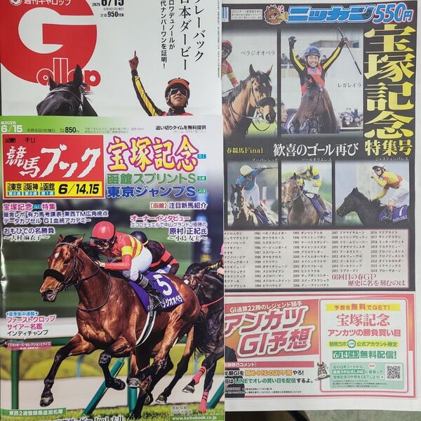匿名!送料無料!競馬、ギャロップ、ブック2025年6月15日 日刊特別号宝塚記念3つセット