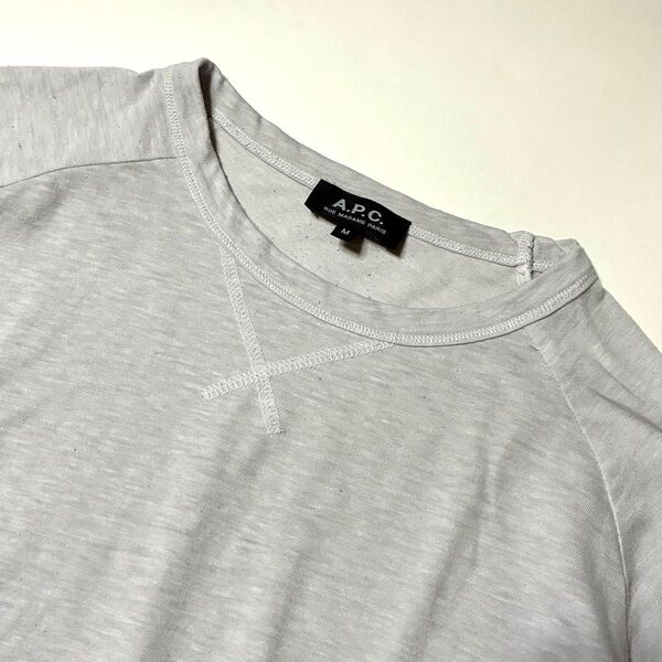 A.P.C. アーペーセー ラグラン 無地 Tシャツ ライトグレー系 日本製 半袖 Mサイズ 中古
