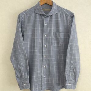 【極美品】A day in the life メンズ 長袖 カッタウェイ チェックシャツ L ブルー