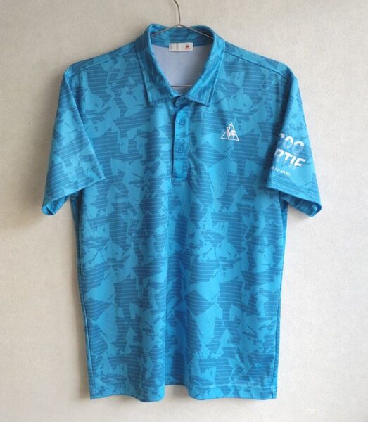 【極美品】le coq sportif メンズ 半袖 ポロシャツ XL ブルー 吸水速乾 ゴルフ ランニング トレーニング