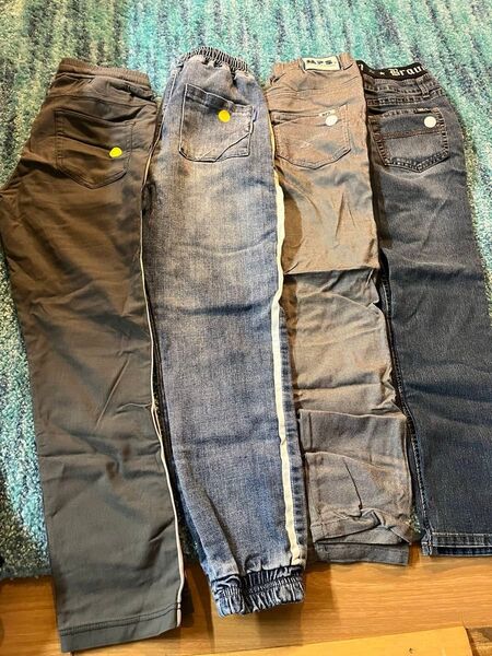 キッズ 150cm 長ズボン4枚 計4点セット ロングパンツ ゴム ジーンズ デニム ボトムス デニムパンツ まとめ売り 子ども服