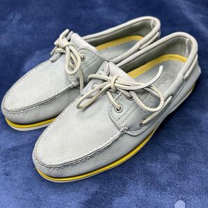 重厚ヌバック革Timberland パステルライム ボートシューズ 27cm