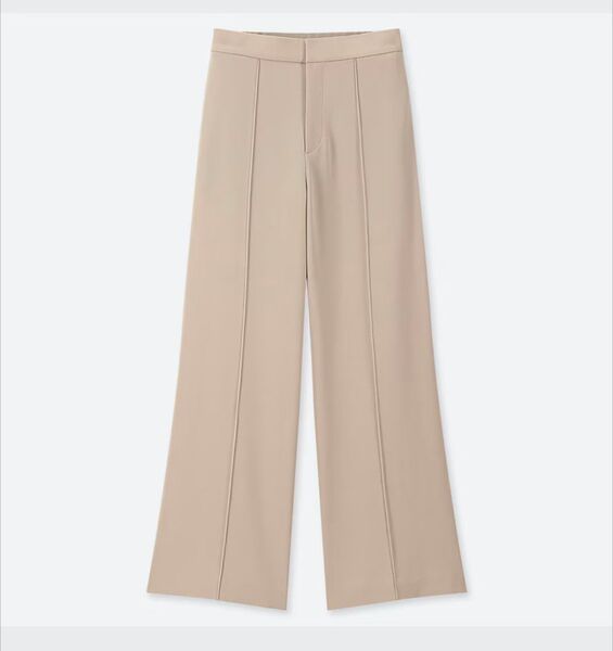 UNIQLOハイウエストドレープワイドストレートパンツサイズS 420349 ベージュ(丈標準68~70cm)