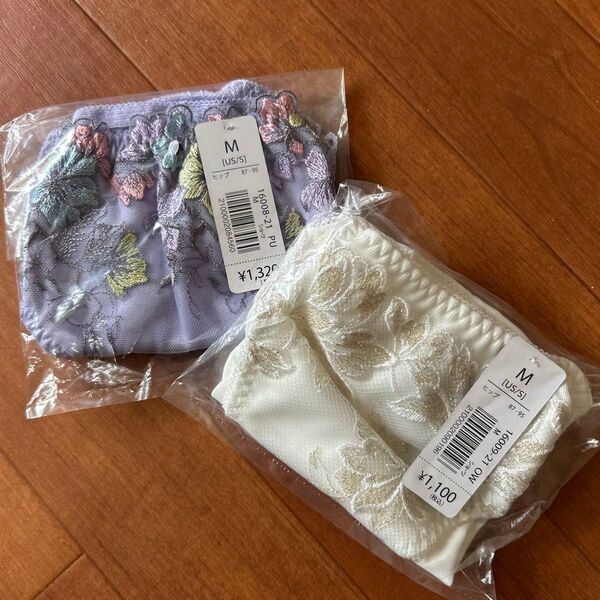 エメフィール フラワー刺繍レースショーツ 2点セット Mサイズ ショーツ アンフィ ワコール 上品 タグ付 レース AMPHI