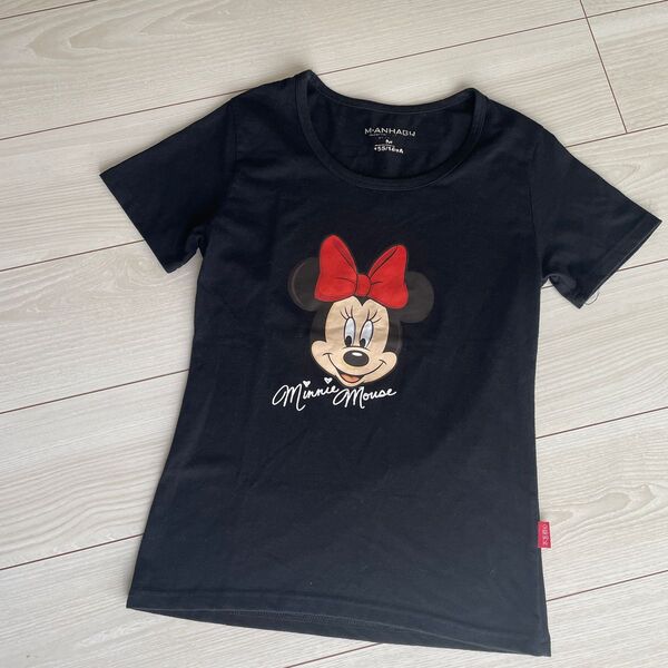 ミニーマウス キッズ 半袖Tシャツ ブラック 150〜160