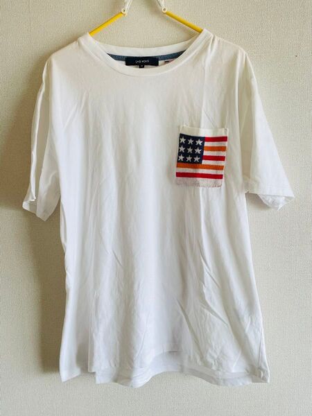 メンズ 白 Tシャツ アメリカ ワンポイント
