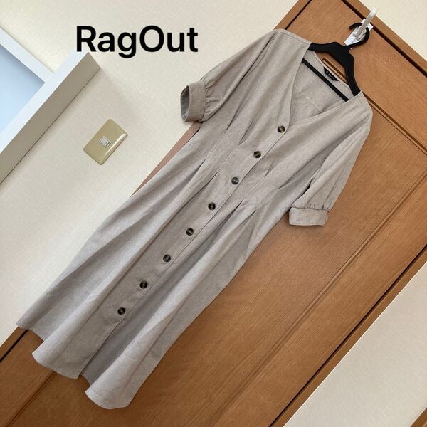 レディース ワンピース RagOut 半袖ワンピース ロング ベージュ M 夏服 夏物