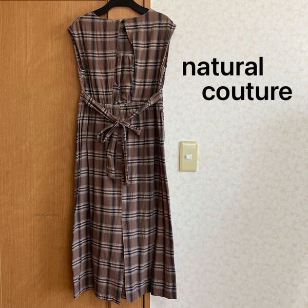 レディース naturalcouture ナチュラルクチュール ワンピース ノースリーブ ロング チェック柄ワンピース