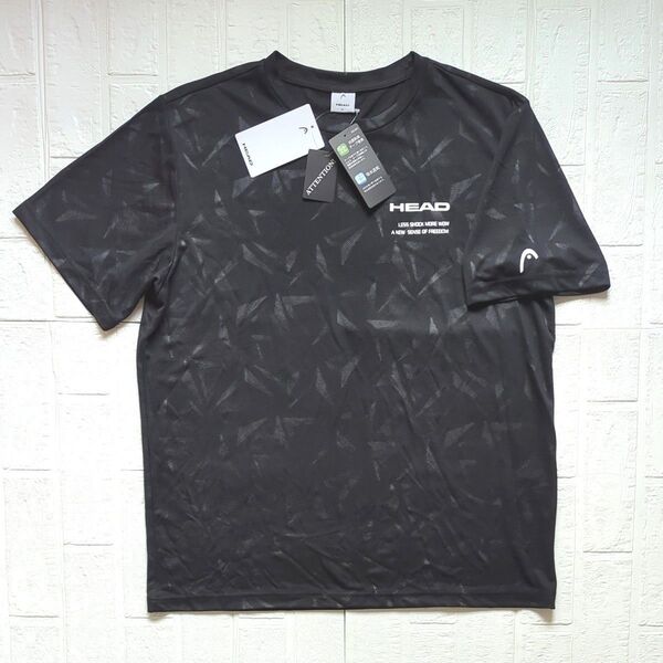 【新品】タグつき HEAD ヘッド メッシュ半袖Tシャツ メンズ サイズLL XL ブラック 総柄デザイン 抗菌防臭 吸水速乾