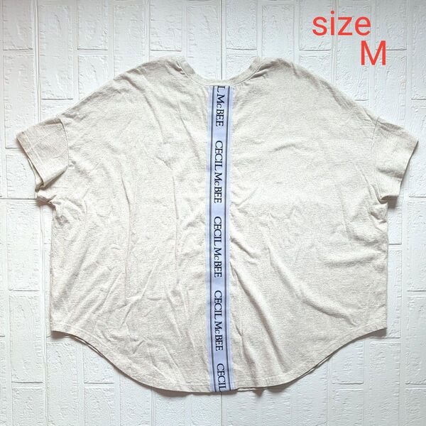 【美品】CECIL McBEE セシルマクビー 半袖Tシャツ サイズM キナリ ビッグシルエット ゆったり 半袖トップス 女子力