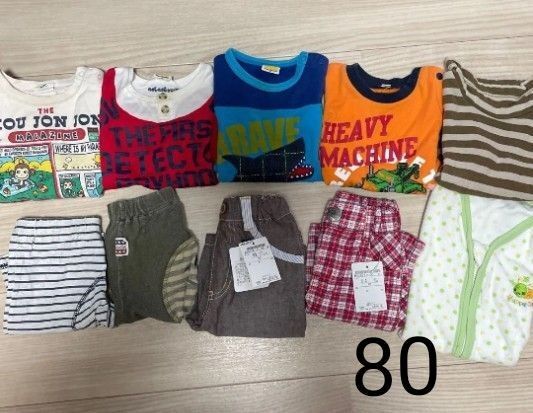 10点セット 未使用あり 半袖Tシャツ ハーフパンツ 長袖Tシャツ かいまきタオル 80cm