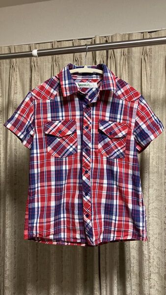Laundry 半袖チェックシャツ(赤紺白)中古