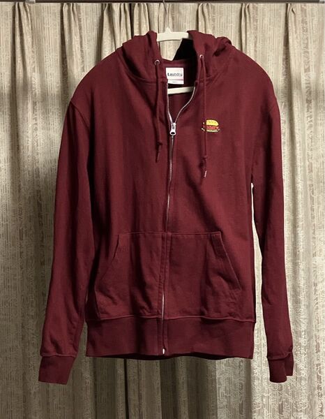 Laundry BURGERプリント ジップアップパーカー (あずき色) 中古