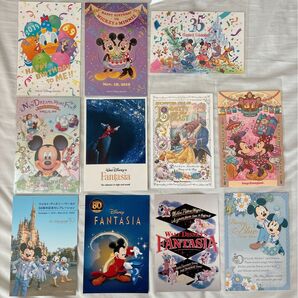 未使用 ディズニーリゾート ポストカード 美女と野獣 35周年 37周年 バースデー ドナルド ミッキー ミニー ファンタジア