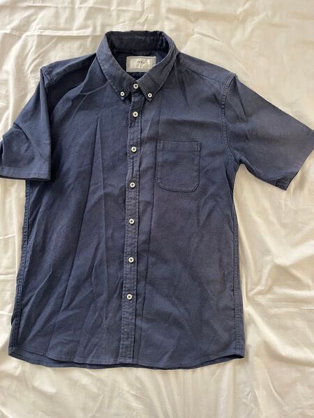 メンズ 半袖 XL 紺 ネイビー イッカ ikka 仕事着 普段着 シャツ 半袖シャツ LL
