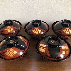 秀衡塗り お椀 蓋付き 5客セット 和食器 漆器